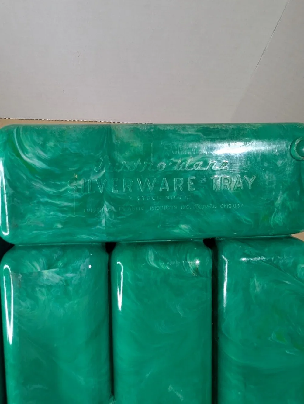 LustrOWare Vintage Green Marble Silverware Tray Kitchen